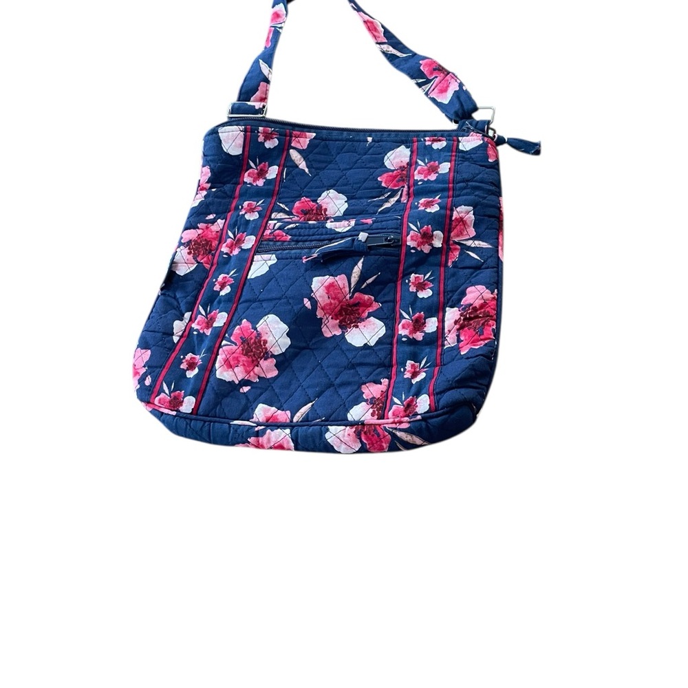 Boca Floral Patterned Shoulder Bag - Navy and Pink